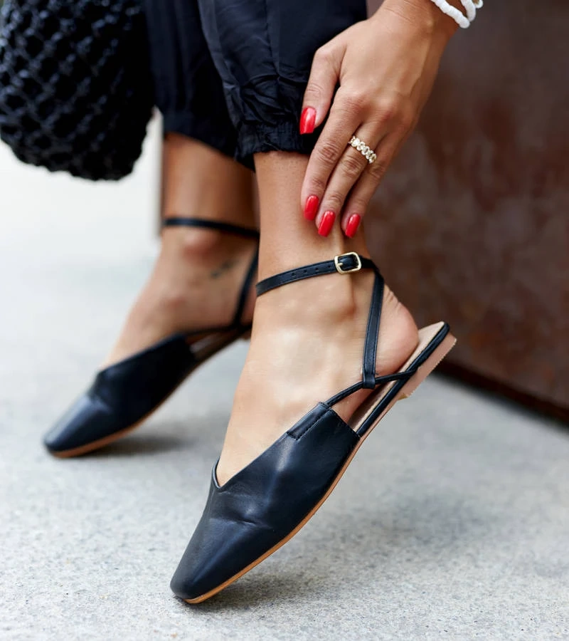 Schwarze Lazzaro Ballerinas mit offener Ferse