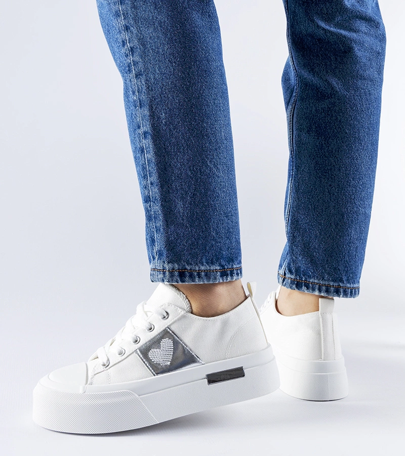 Weiß-silberne Lawton Plattform-Sneaker