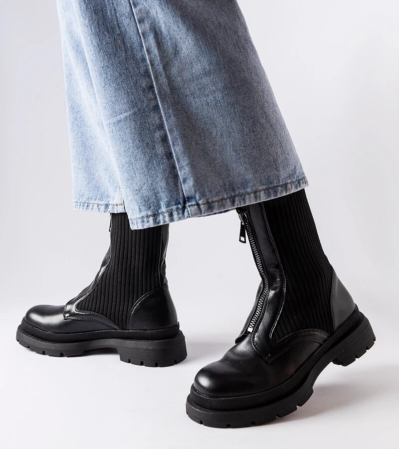 Schwarze Socken-Booties Napolitani