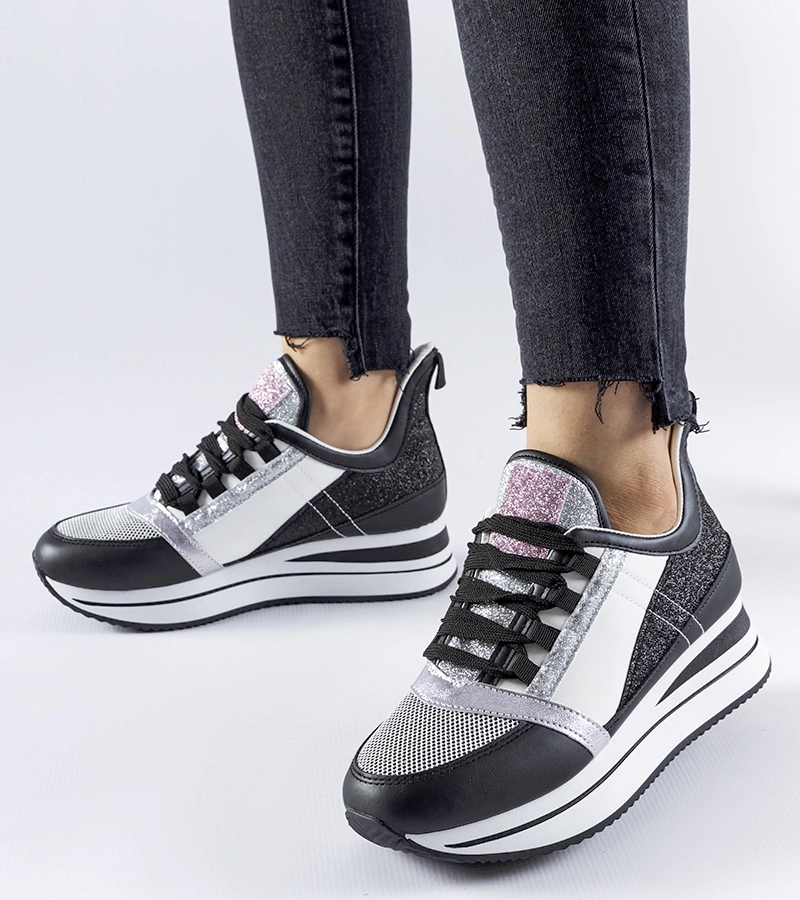 Schwarze Glitzer-Sneakers mit Plattform von Marce