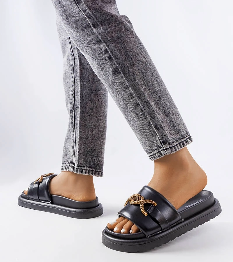 Schwarze Plateau-Pantoletten von Frédérique