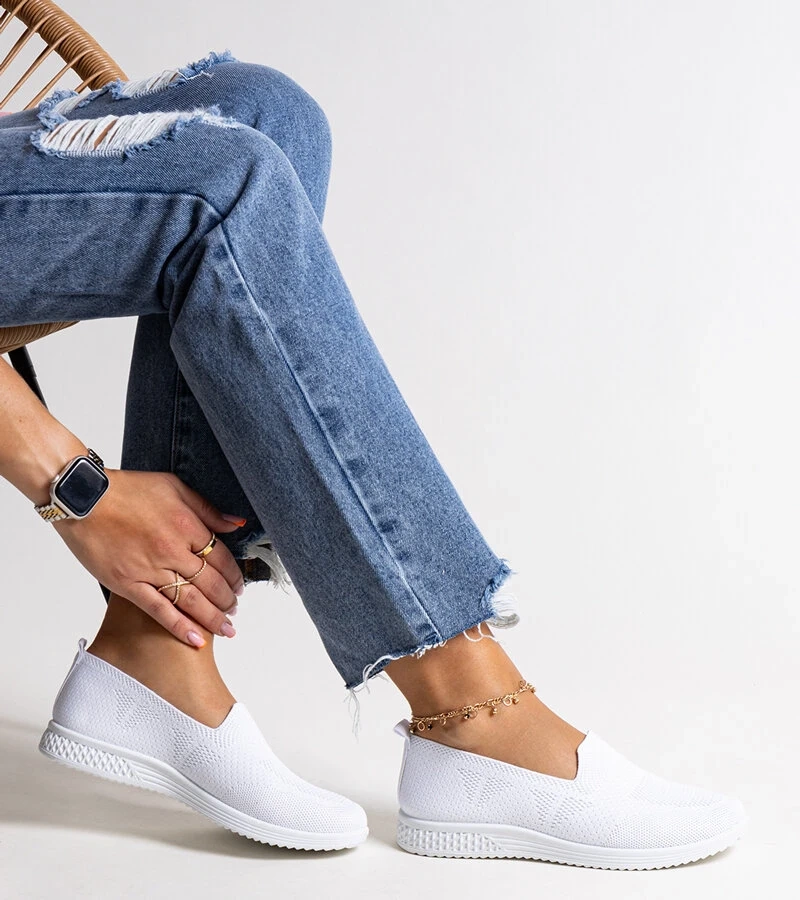 Weiße Abadly Slip-On-Turnschuhe