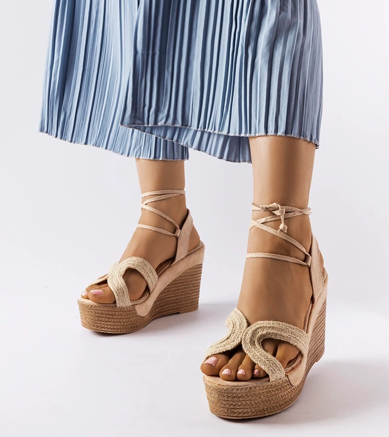 Beige Keilabsatz Espadrilles Berta