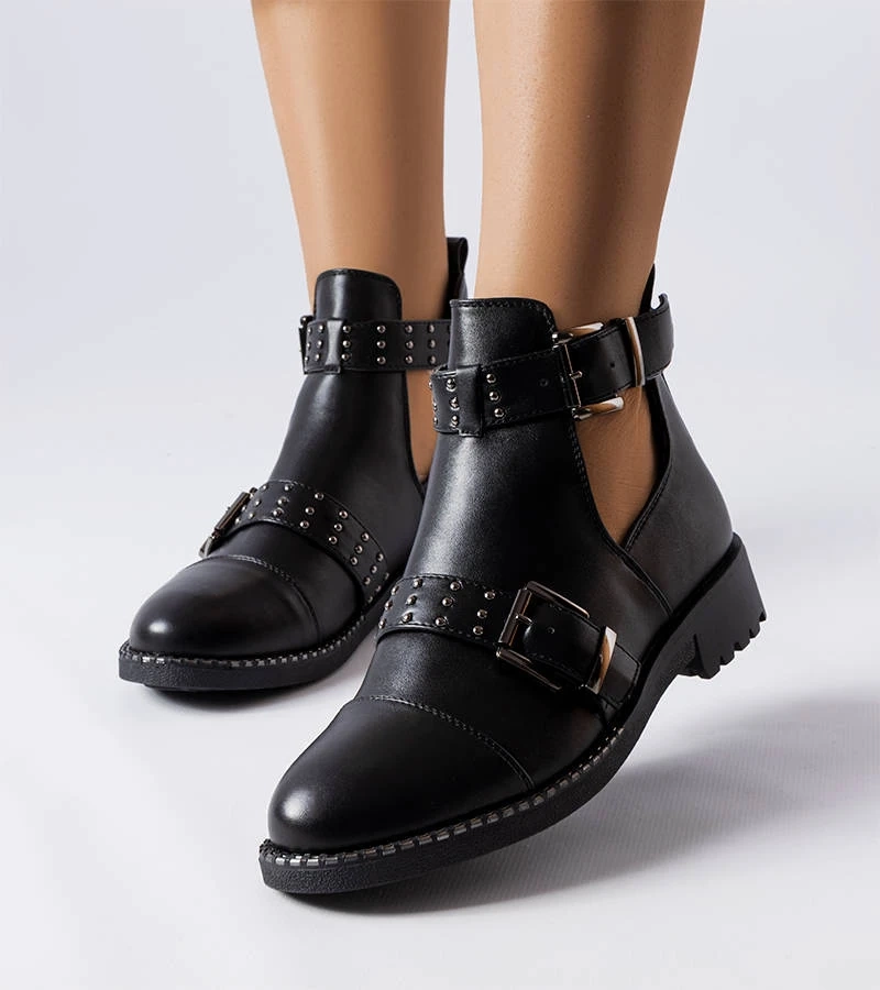 Schwarze Stiefeletten mit Blondlot-Ausschnitt