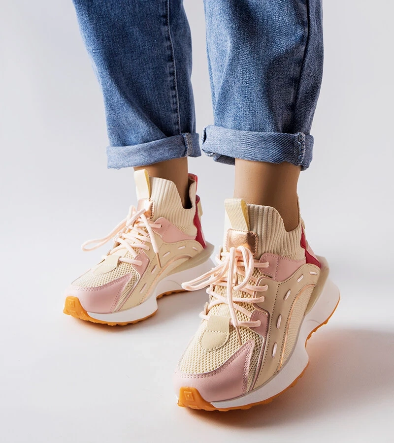 Beige-rosa Stoff-Sneakers von Begins