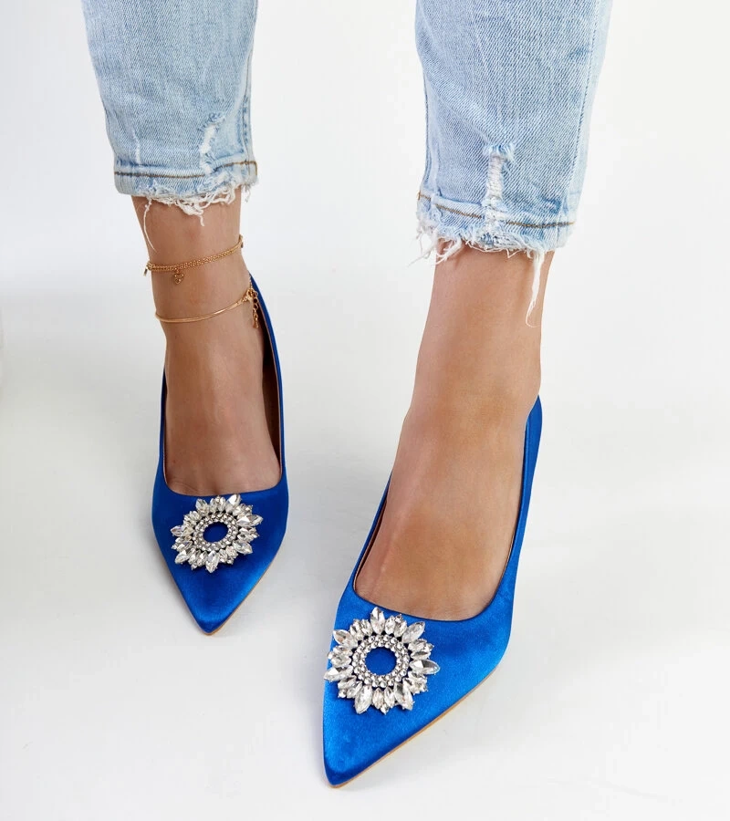 Blaue Stilettos mit Satin-Finish und Zirkonia von Susegana