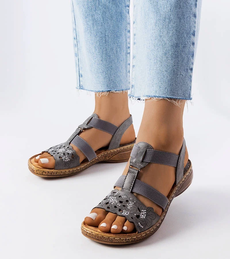 Graue sportliche Sandalen mit Zirkonia von Rossignol
