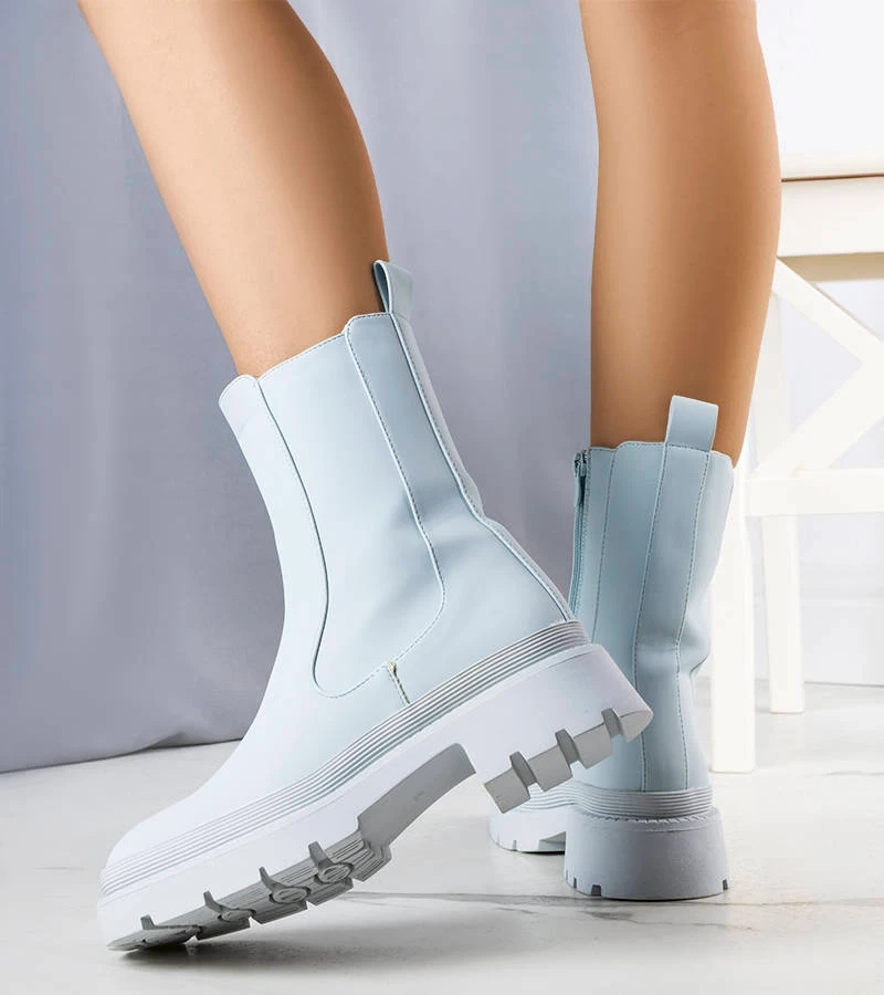 Blaue, matte, gefütterte Coletta Stiefeletten