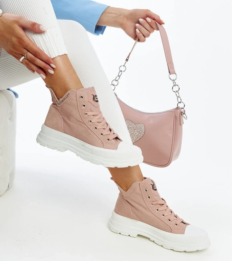 Hohe rosa Sneaker mit Nura-Einschnitten