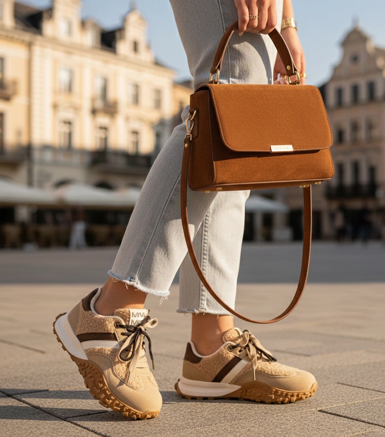 Gefütterte braune Sneakers mit Fell Sanna