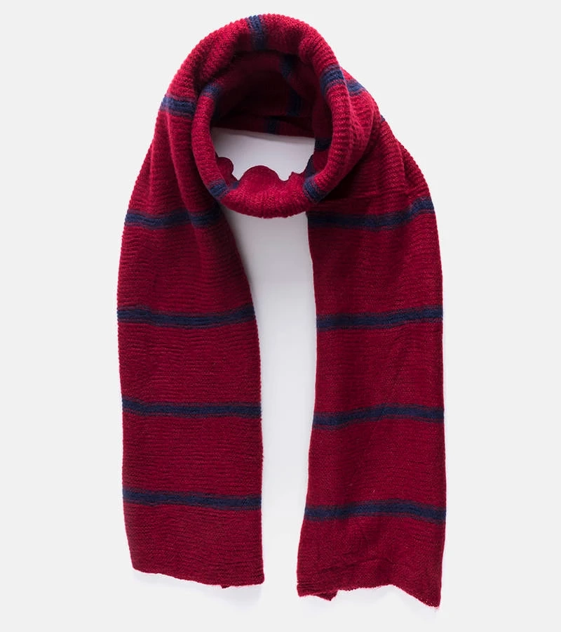 Bordeauxroter Schal mit marineblauen Streifen von Kari