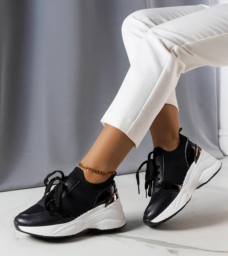 Schwarze Ann Plateau-Sneaker