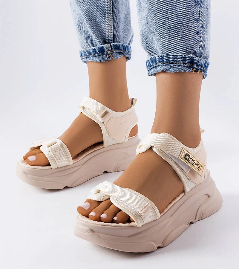 Beige Tampa Sport Sandalen mit Plattform