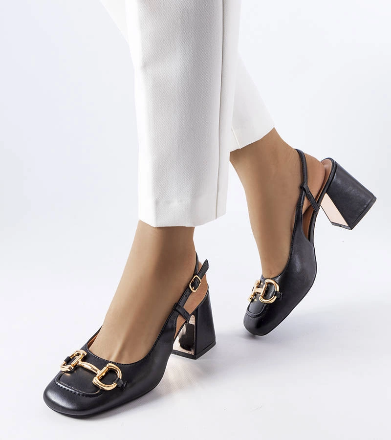 Schwarze Sandalen mit breitem Absatz Parrish