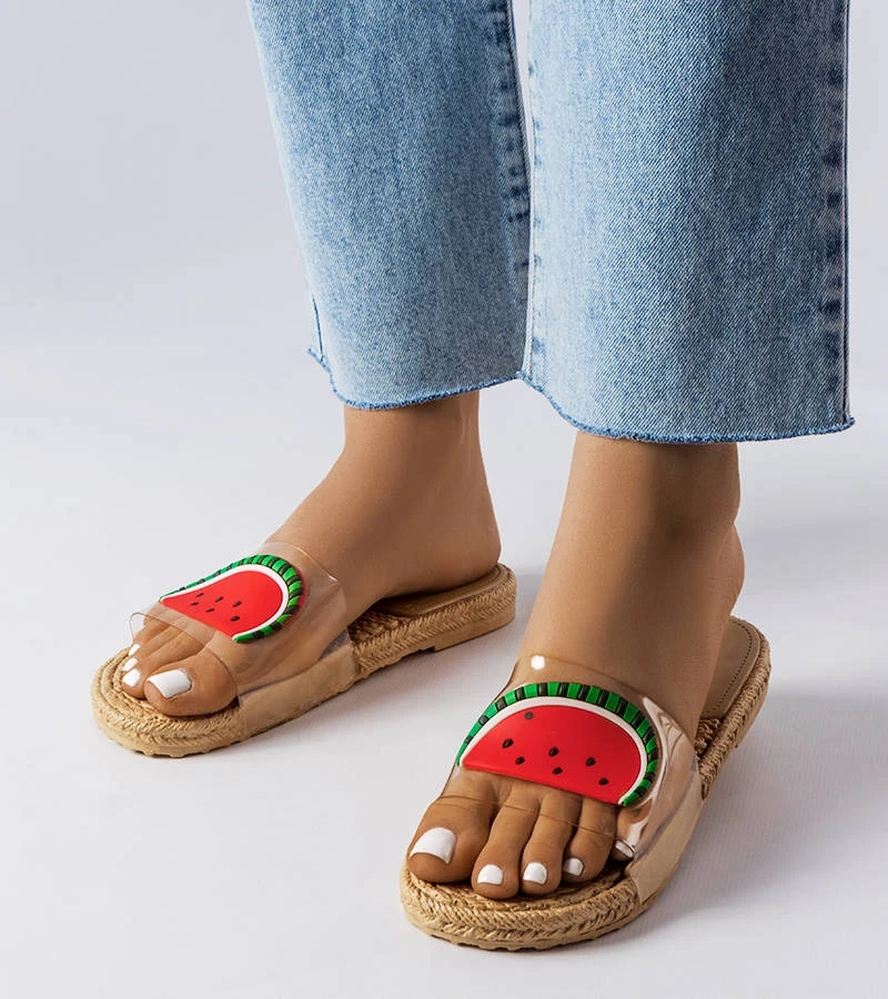 Transparente Flip-Flops mit Wassermelone Foddie