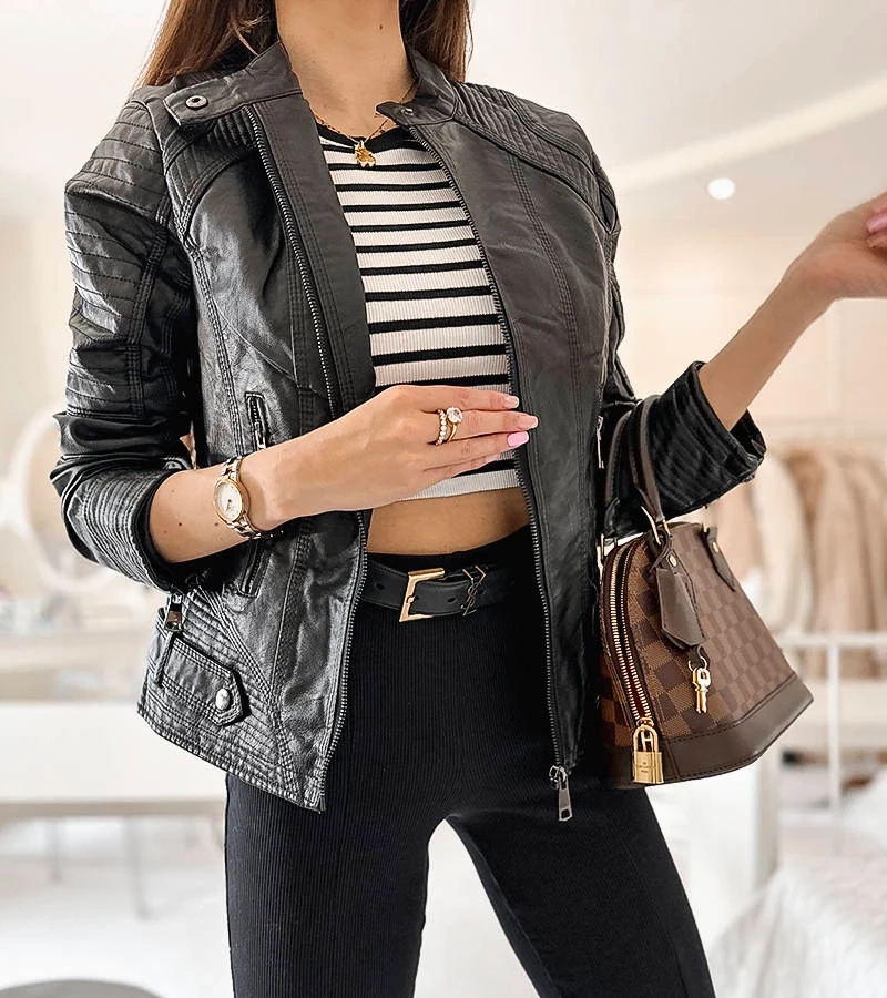 Schwarze Lisle Biker-Jacke