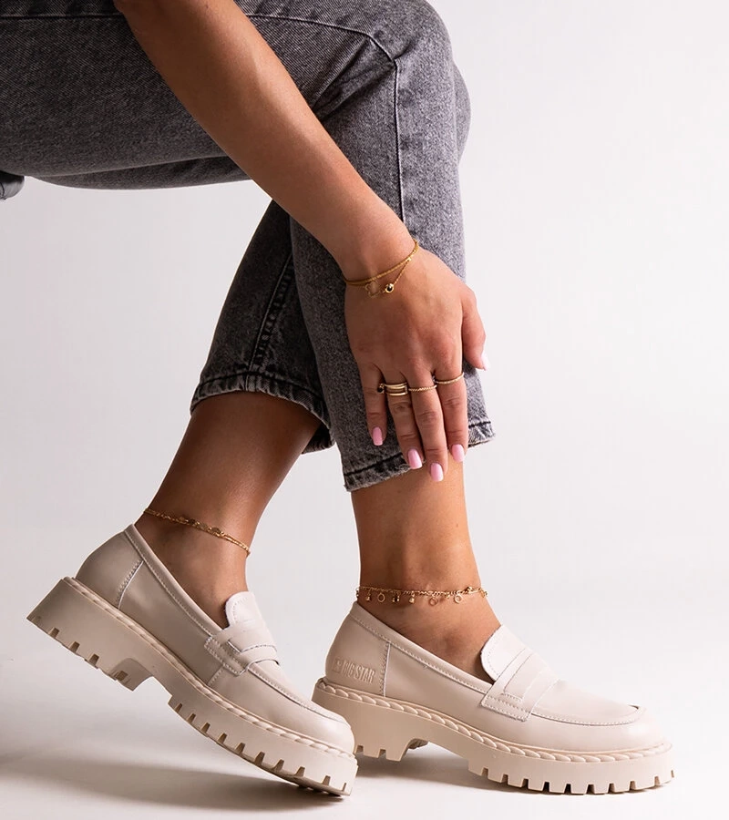 Beige Lederhalbschuhe Big Star LL274457