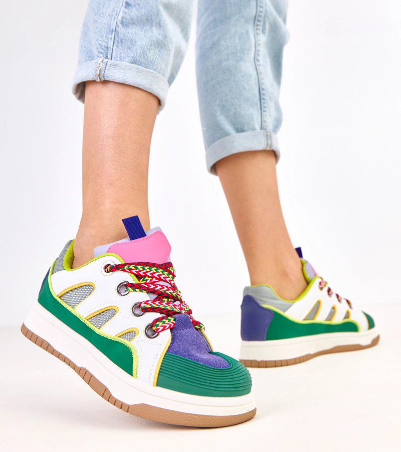 Grüne Sneakers mit dicken Schnürsenkeln Neolis