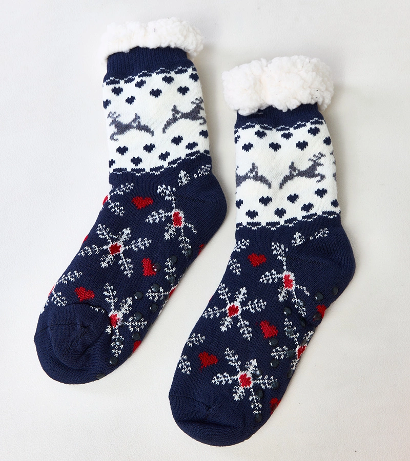 Marineblau-weiße Socken mit Grondi-Pelz