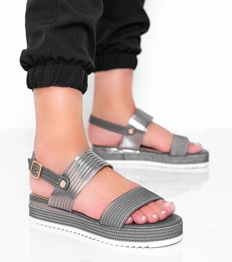 Graue Sandalen mit dicker Sohle Senorita