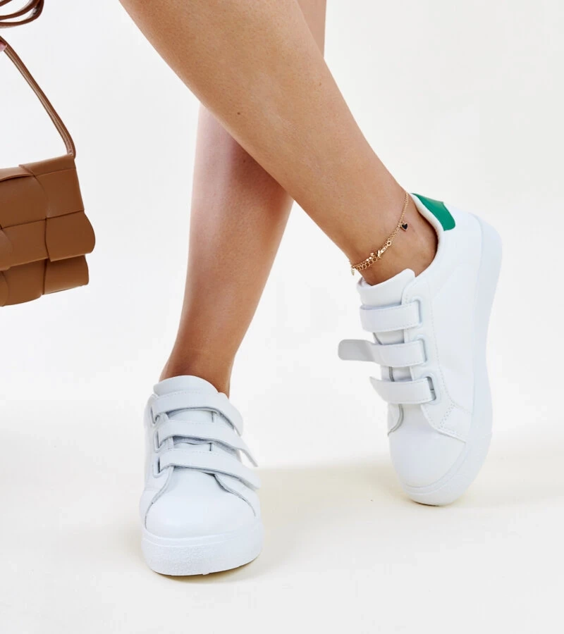 Weiß-grüne Samala Klettverschluss-Sneaker