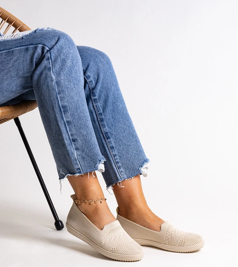 Beige Shadhi Stoff-Slip-On-Tennisschuhe