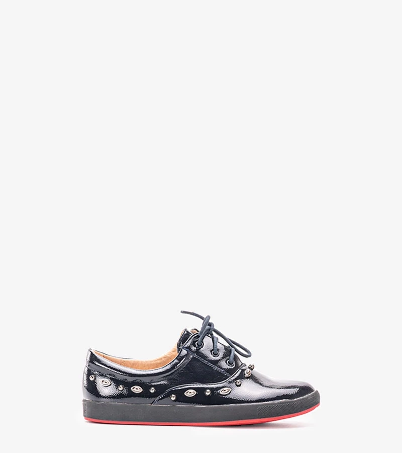 Mikaela's marineblaue lackierte Kinder-Tennisschuhe