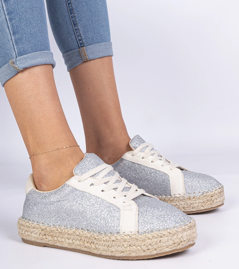 Silberne Damen-Espadrilles mit Glitzer Taredo