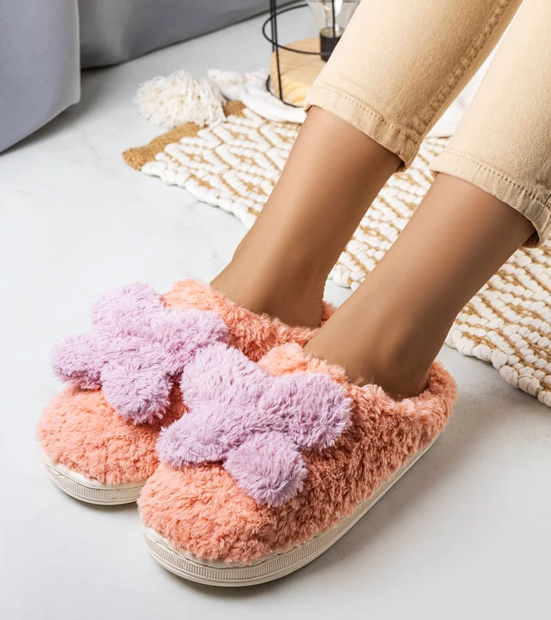 Dunkelrosa weiche Hausschuhe Butterfly