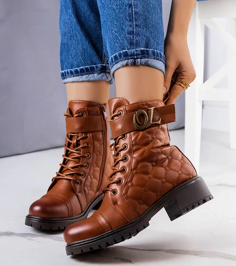 Braune gesteppte, gefütterte Arseny-Stiefeletten