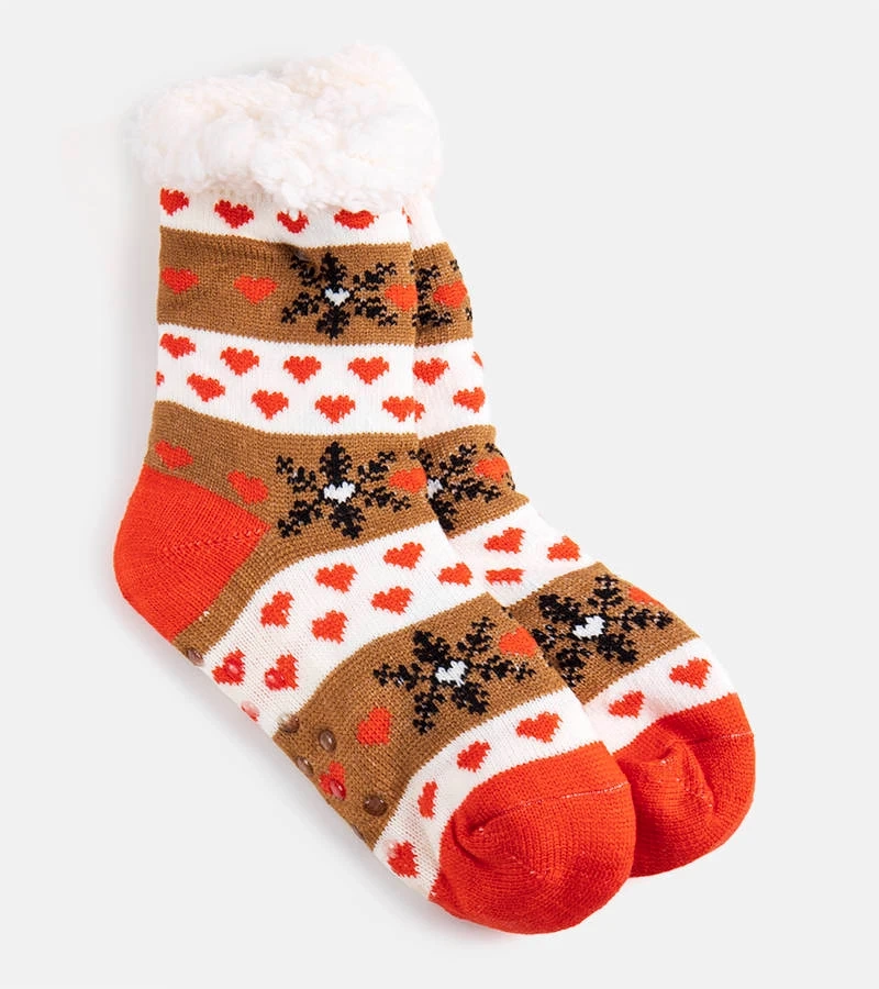 Braun-orange Grondi Wintersocken