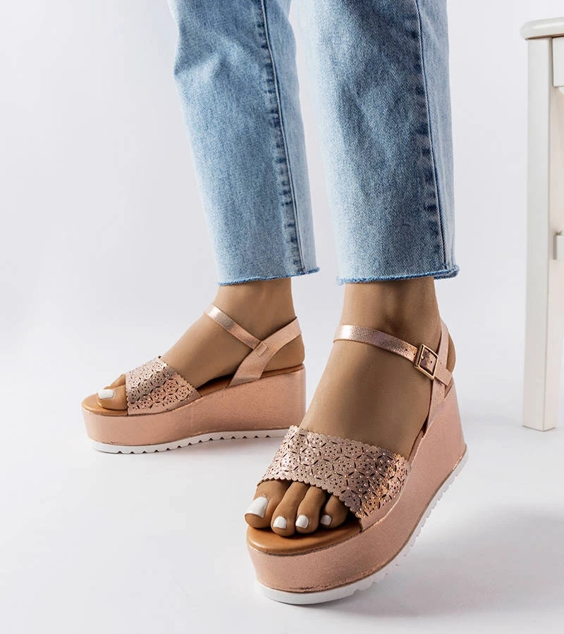 Rosa Stockton Plateau-Sandalen mit Lochmuster