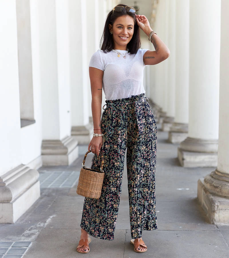 Marineblaue Damen weite Plissee-Hosen von Asida