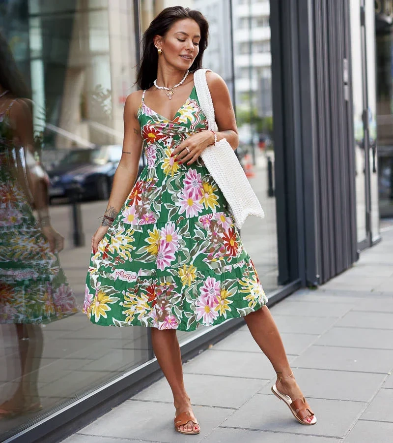 Grünes Mini Blumenkleid von Brugnetto