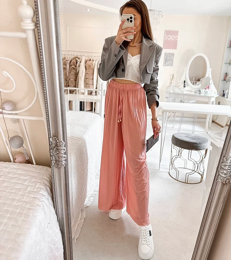 Rosa Plissee-Hosen von Florismart