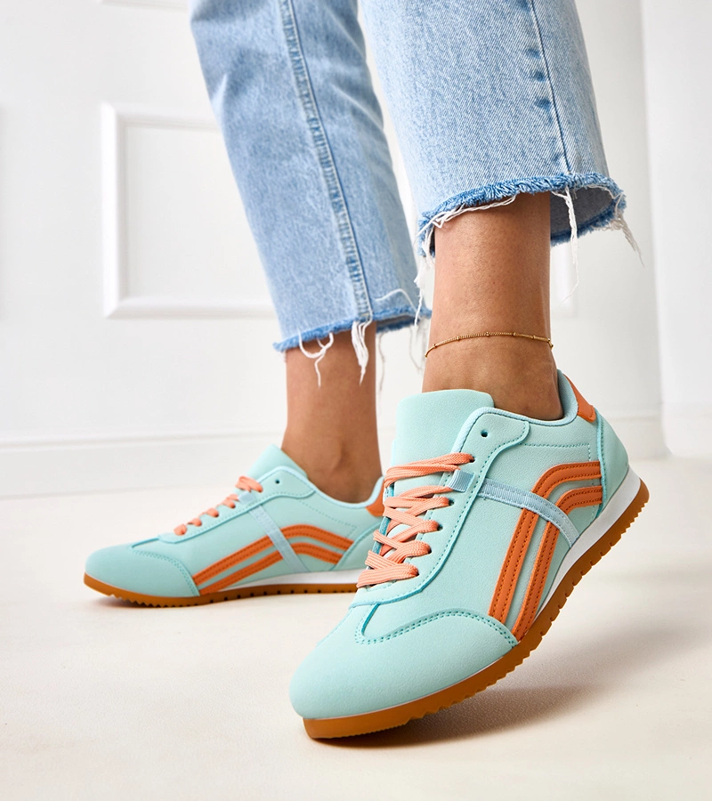 Blaue Sneaker mit orangefarbenem Einsatz Dahia