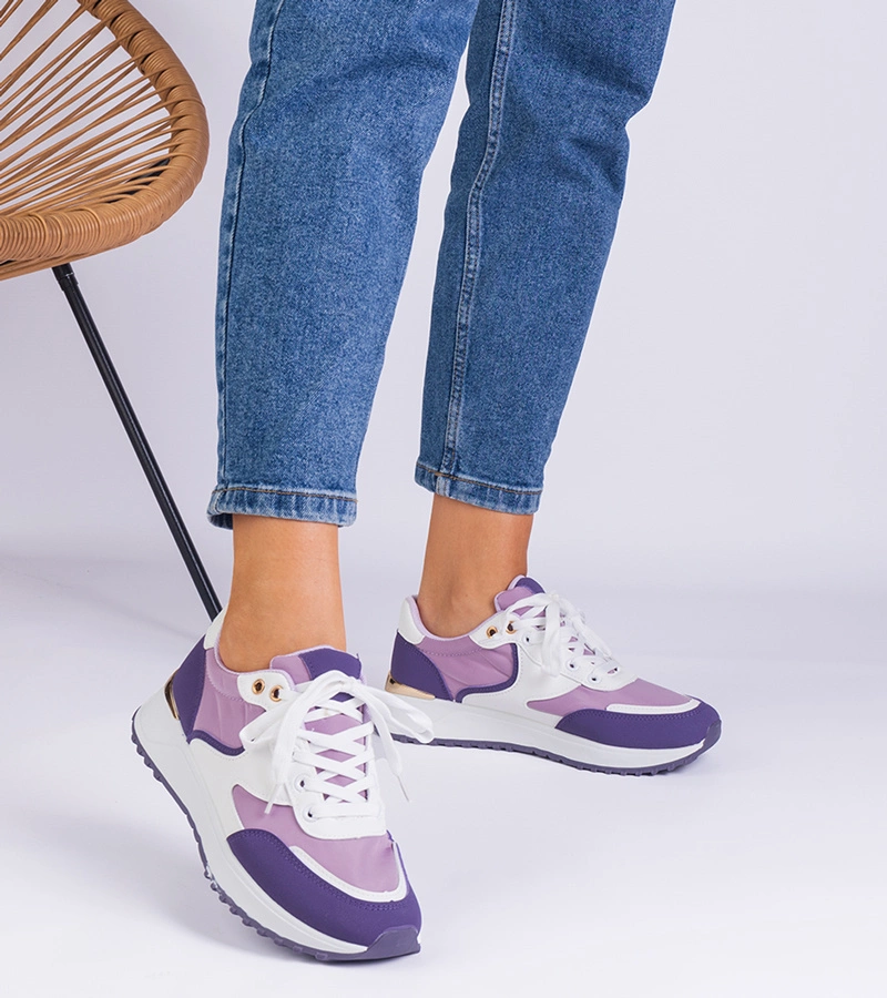 Lila Damen-Sneaker mit goldenem Einsatz Ezela