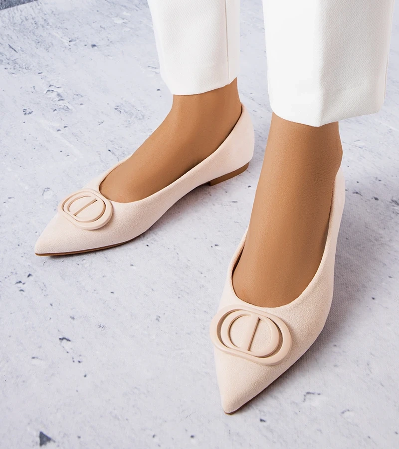 Beige Ballerinas aus Grignon Kunstwildleder