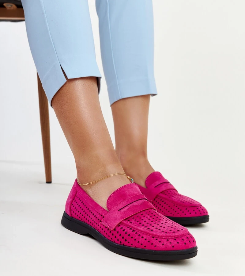 Dunkelrosa Wildleder-Mokassins von Vinceza