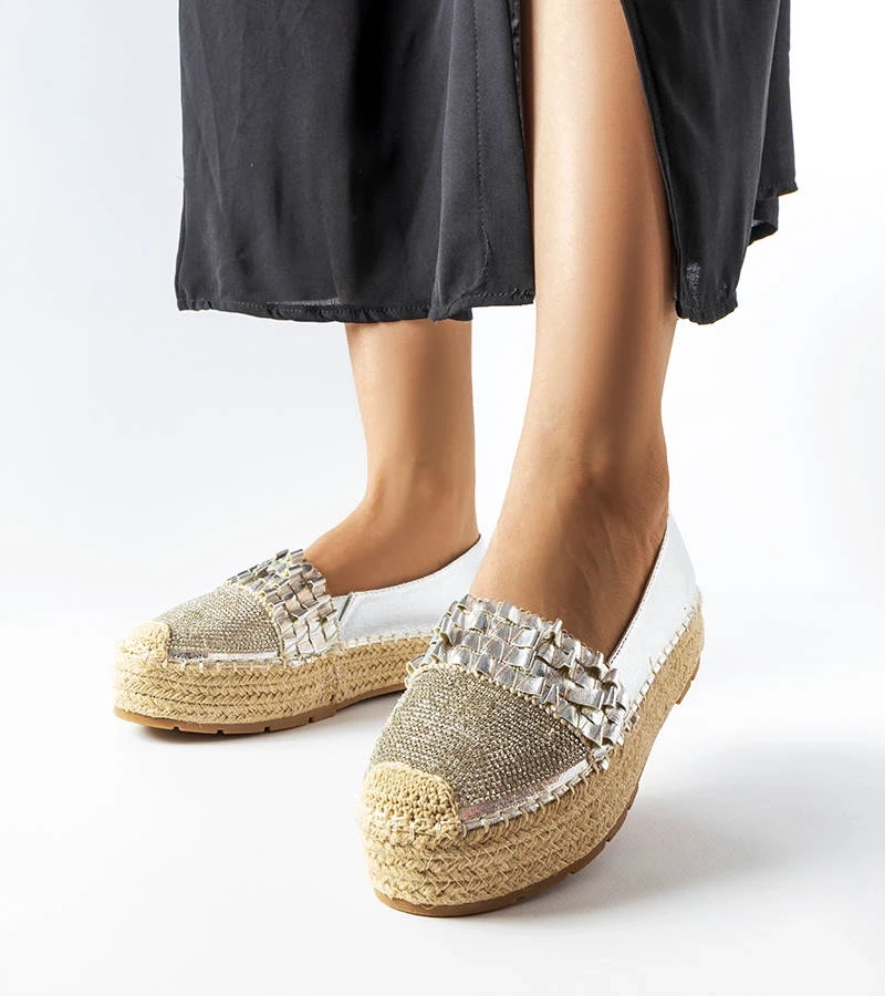 Silberne Espadrilles mit Zirkonia von Lauro