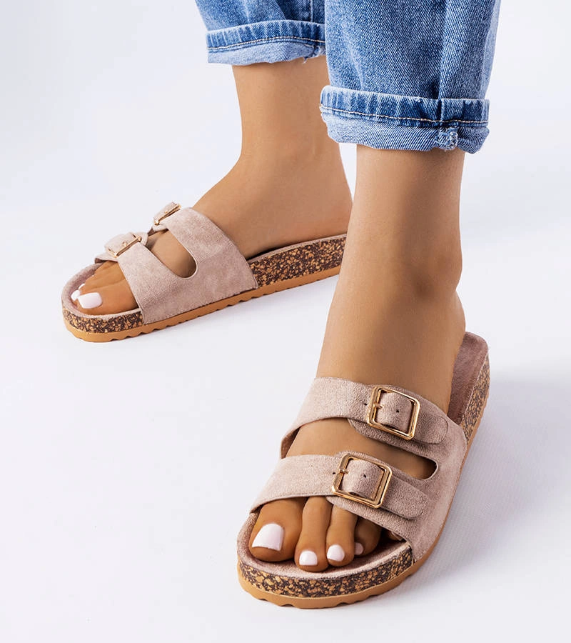 Braune Cincinna Sandalen mit Korksohle