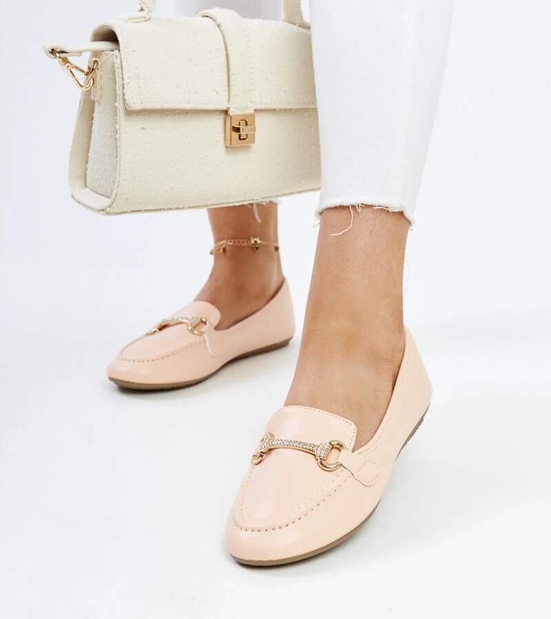 Beige Mokassins mit dekorativer Schnalle Paddy