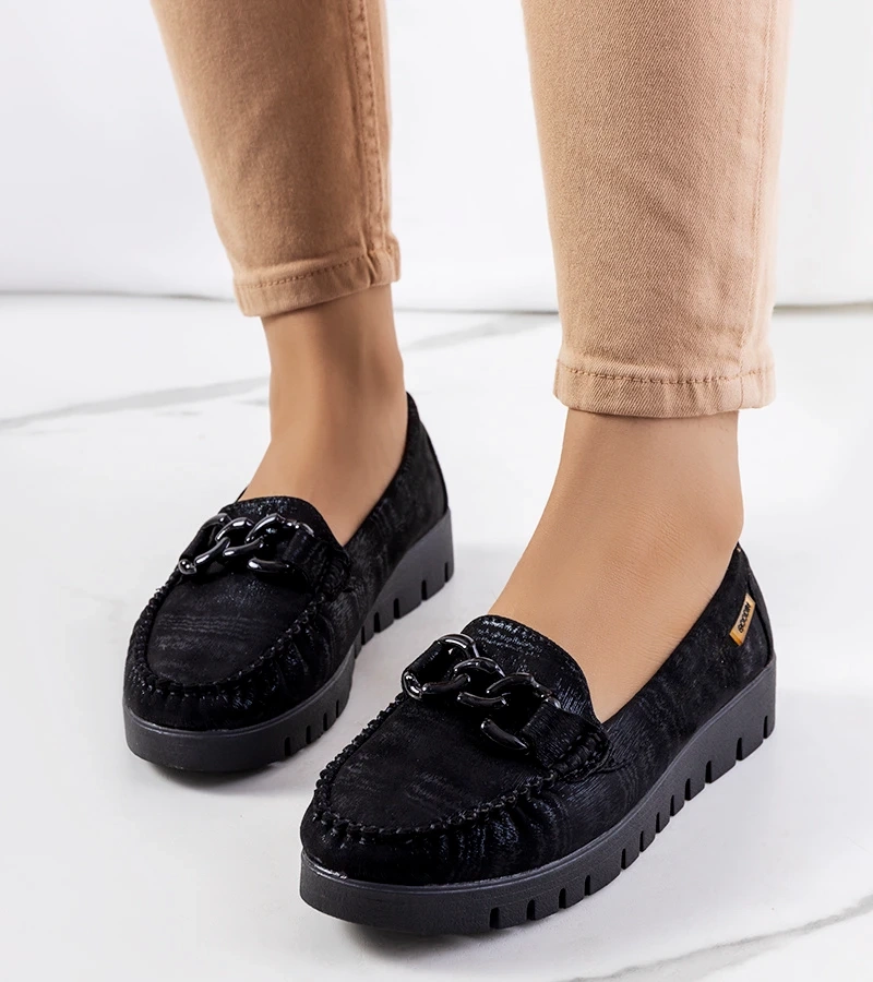 Schwarze Plateau-Mokassins Indira