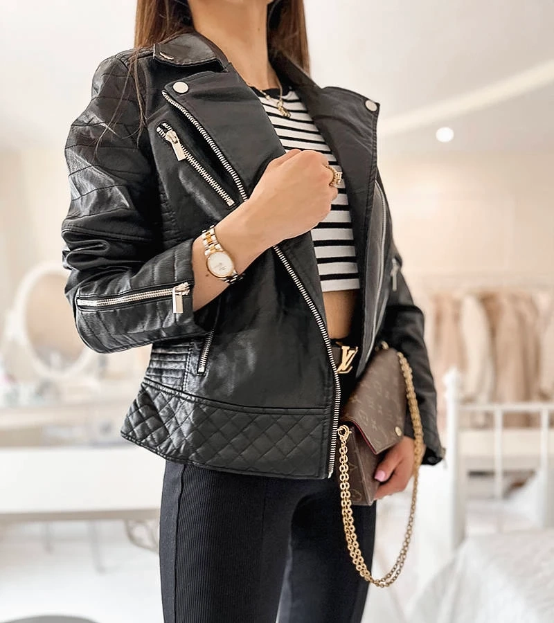 Schwarze Masson Bikerjacke