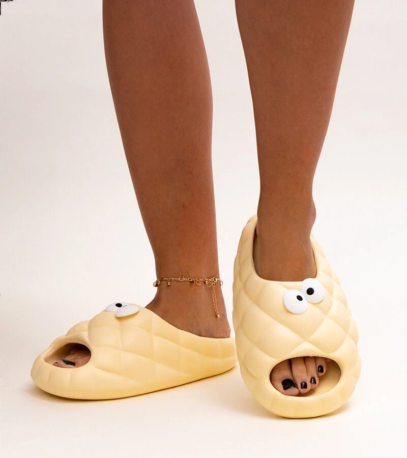 Beige Schaumstoff-Sandalen mit Gorges Augen