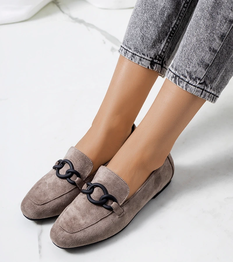 Graue Lederhalbschuhe Dante