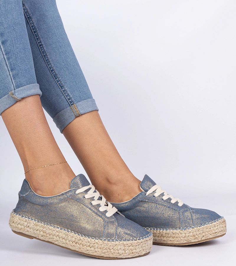 Blaue glänzende Espadrilles Werkato