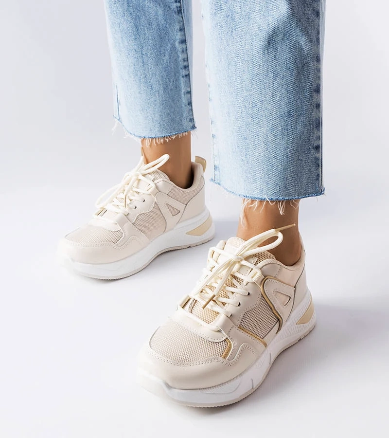 Beige Caya Sneakers aus kombinierten Materialien