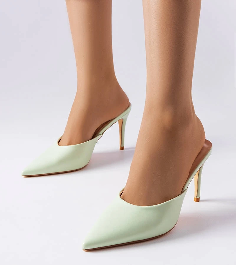 Grüne Drainer Stiletto Sandalen