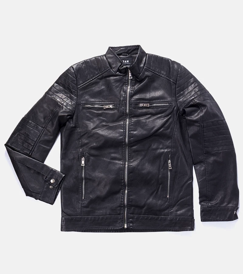 Schwarze Herrenjacke aus Guertin-Kunstleder